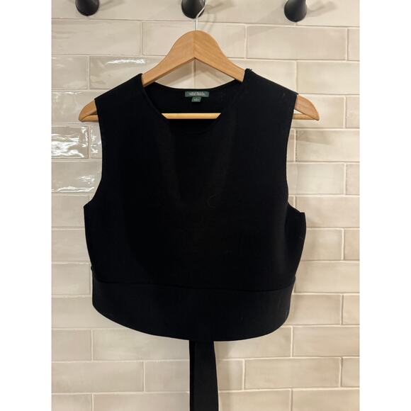 Wild Fable Black Crop Top Size Large Back Tie Sleeveless Ribbed Knit - Picture 1 of 3